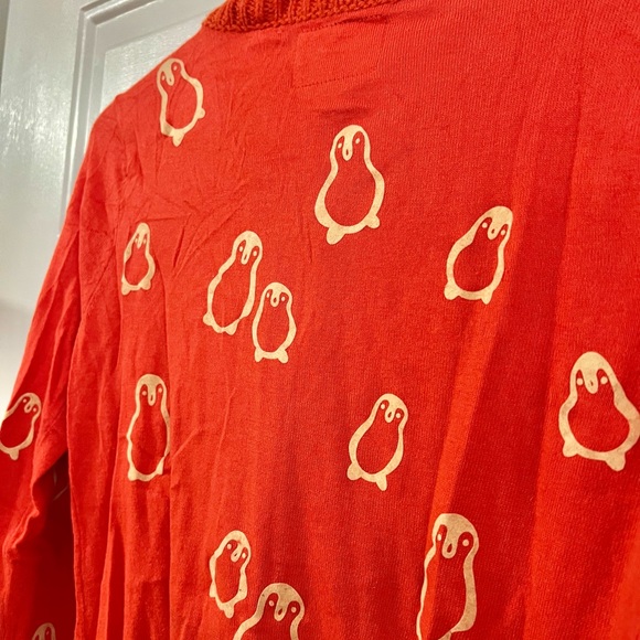 Field Flower Anthropologie Penguin Print Red Cardigan Sweater Cashmere Blend S - Picture 7 of 9